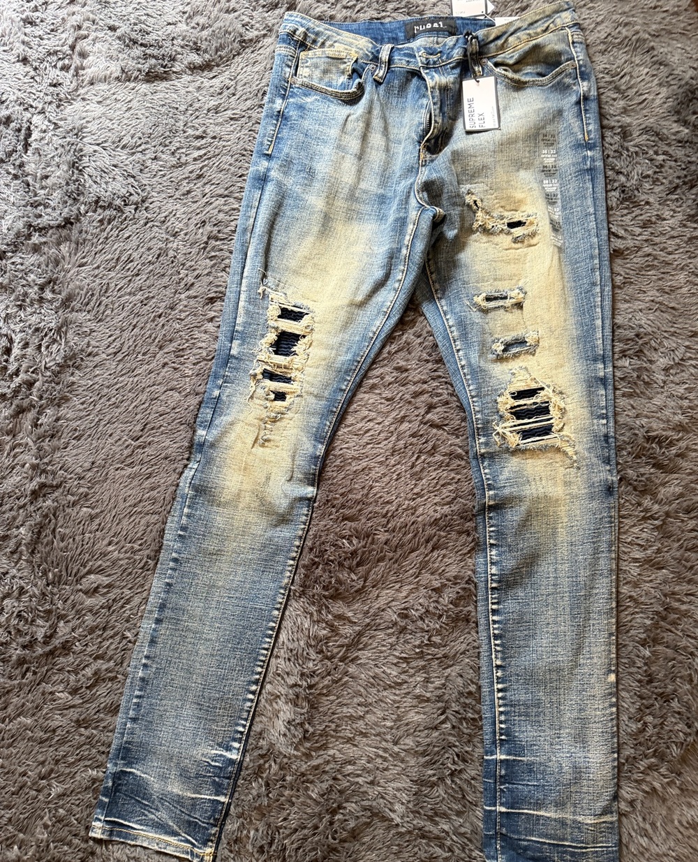 Rue21 Men's Distressed Light Blue Skinny Jeans